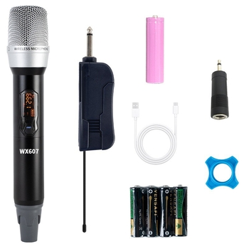 Glamour Saint WX607 UHF bežični ručni mikrofon s metalnim kućištem i vanjskim mikserom zvuka, trajanje 3–6 sati, zamjenjiva baterija