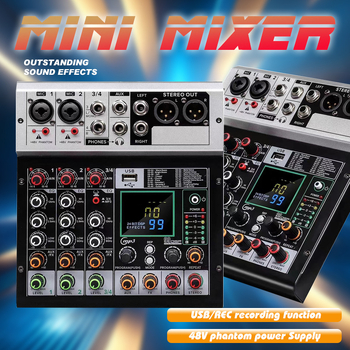 Gerlik mixer Bluetooth cu efect de reverberare pentru karaoke și reprezentații pe scenă – mixer profesional pentru microfoane, 4- și 6-canal