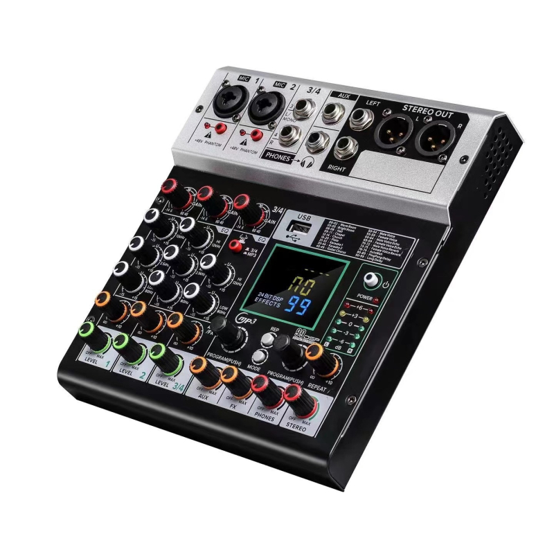 Gerlik mixer Bluetooth cu efect de reverberare pentru karaoke și reprezentații pe scenă – mixer profesional pentru microfoane, 4- și 6-canal