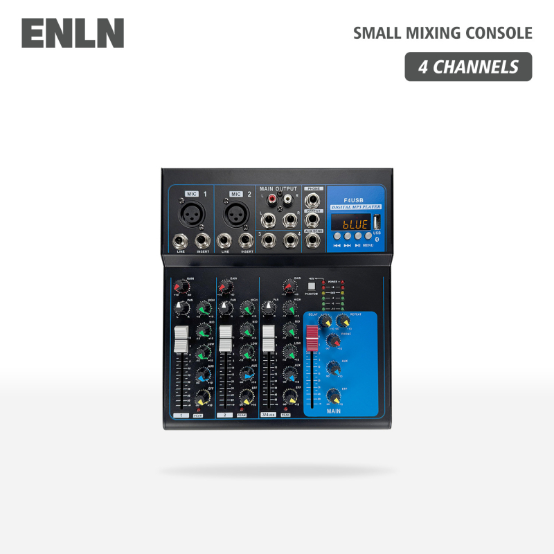 ENLN F4F7 Mixer Mini pentru scenă, spectacole, nunți și conferințe, utilizare casnică — Redare USB și karaoke Bluetooth