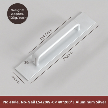 Drška za vrata bez bušenja za klizna staklena vrata - Space aluminij / nehrđajući čelik, model LS420