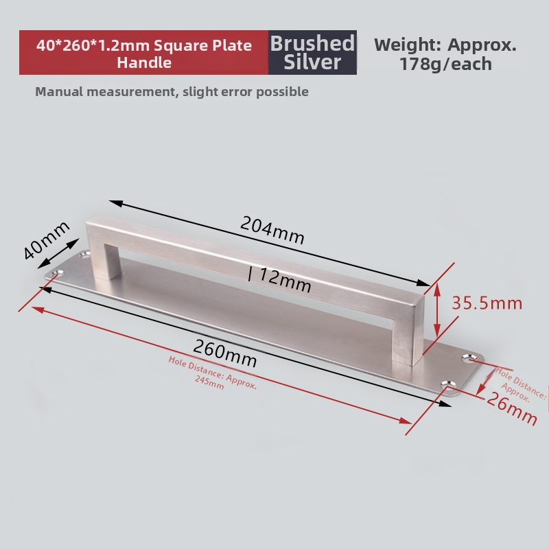 Drška za vrata bez bušenja za klizna staklena vrata - Space aluminij / nehrđajući čelik, model LS420