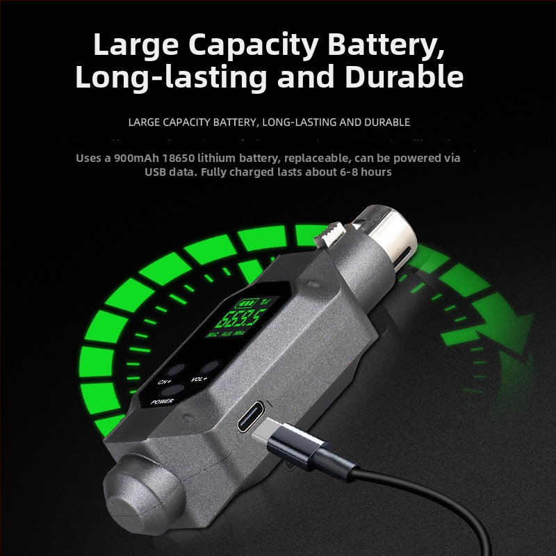 EK01 Microfon de instrument pentru înregistrare profesională și streaming live, cu baterie încorporată 1000–1200 mAh, SNR ≥70 dB, autonomie 3–6 h, putere 5 W