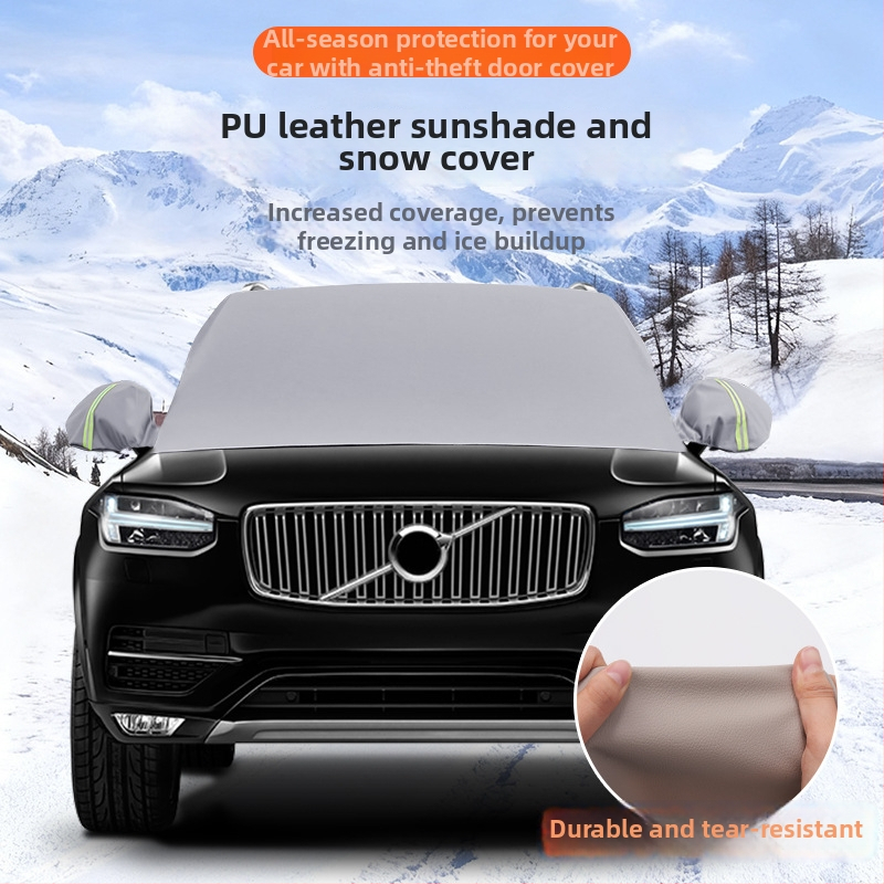 Polovica krytu predného čelného skla auta, PU koža, zimný, univerzálny, 910 g, zabudovaný montážny systém