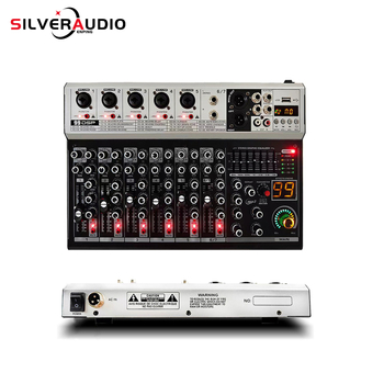 GAX-K7 Mixer profesional cu 7 canale, reverb DSP încorporat 99, Bluetooth pentru karaoke pe scenă, SNR ≥70dB, interval de frecvență 30Hz-15kHz