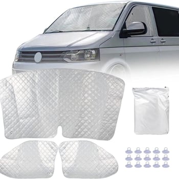 RV set sjenila za vjetrobransko staklo (tri dijela) za VWT5/6, aluminijski film, UV-reflektivno, uklonjivo i jednostavno za sklapanje
