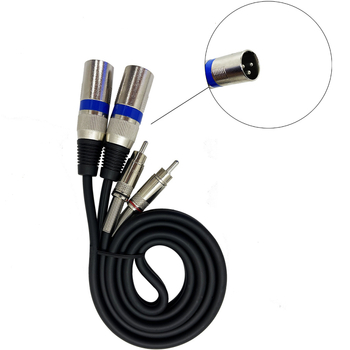 XLR na RCA audio kabel, dvostruki XLR muški konektor na dvostruke RCA priključke, niklovano bakreno jezgro, bakreni vodič, model xlr-2rca