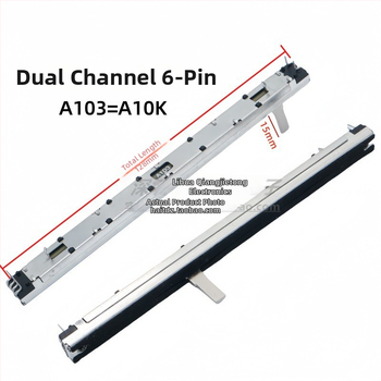Dvojkanálový Push-Pull potenciometrový fader, 10K, A/B priebeh, pre mixér
