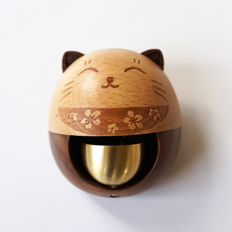 Clopoțel de ușă cu pisică norocoasă, stil japonez, metal, gravură, marcă Wu Mu, cadou pentru casa nouă