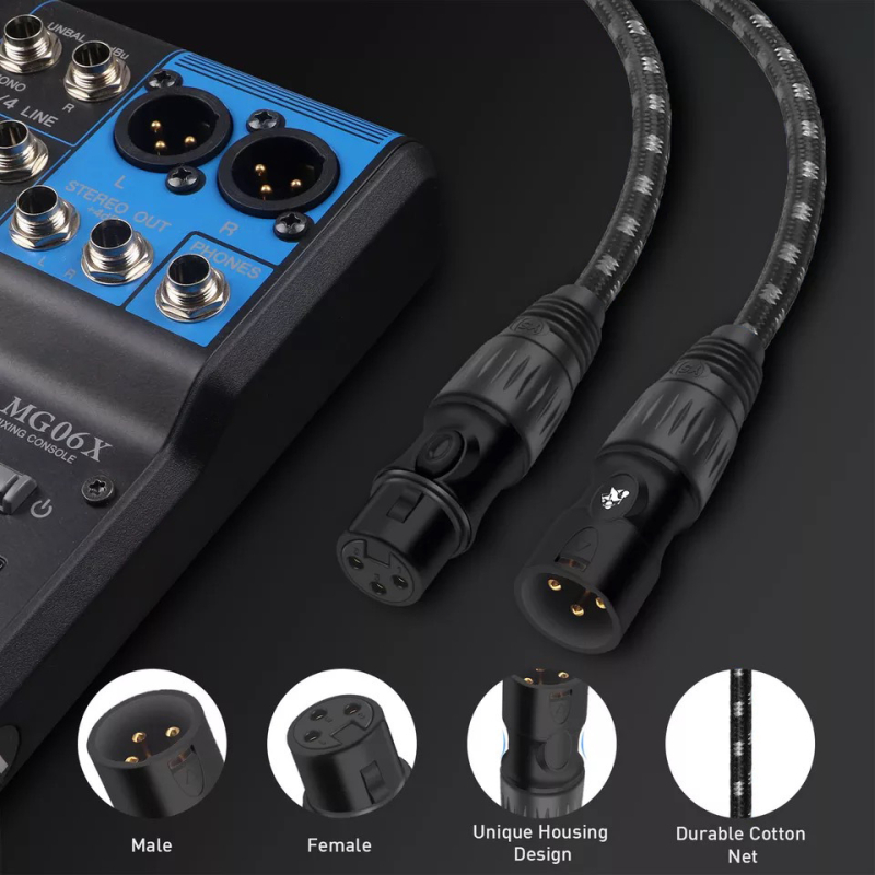 XLR audio kabel - model X02, zlatno obloženi, bakreno jezgro bez kisika, OFC vodiči (X02, zlatno obloženi, bakreno jezgro)