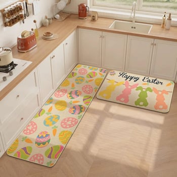 Konyha- és előszoba padlótakaró készlet – téglalap alakú, poliészter, cartoon print, mosható