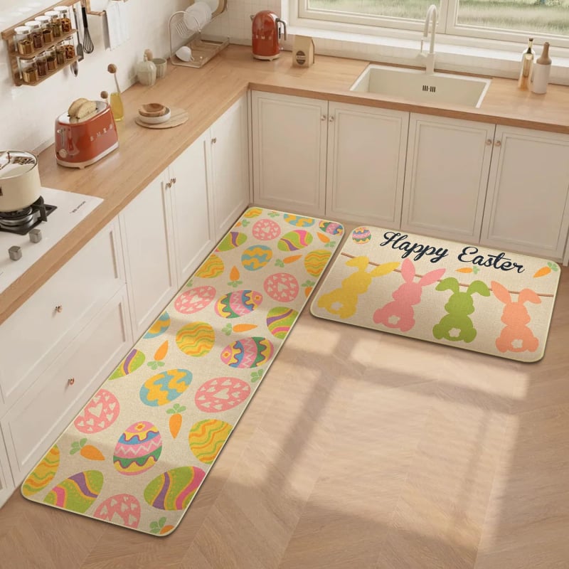 Konyha- és előszoba padlótakaró készlet – téglalap alakú, poliészter, cartoon print, mosható