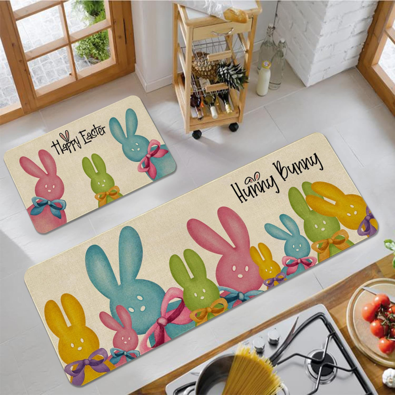 Konyha- és előszoba padlótakaró készlet – téglalap alakú, poliészter, cartoon print, mosható