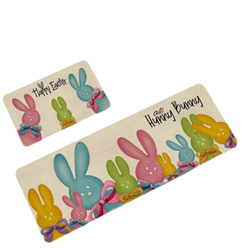 Konyha- és előszoba padlótakaró készlet – téglalap alakú, poliészter, cartoon print, mosható