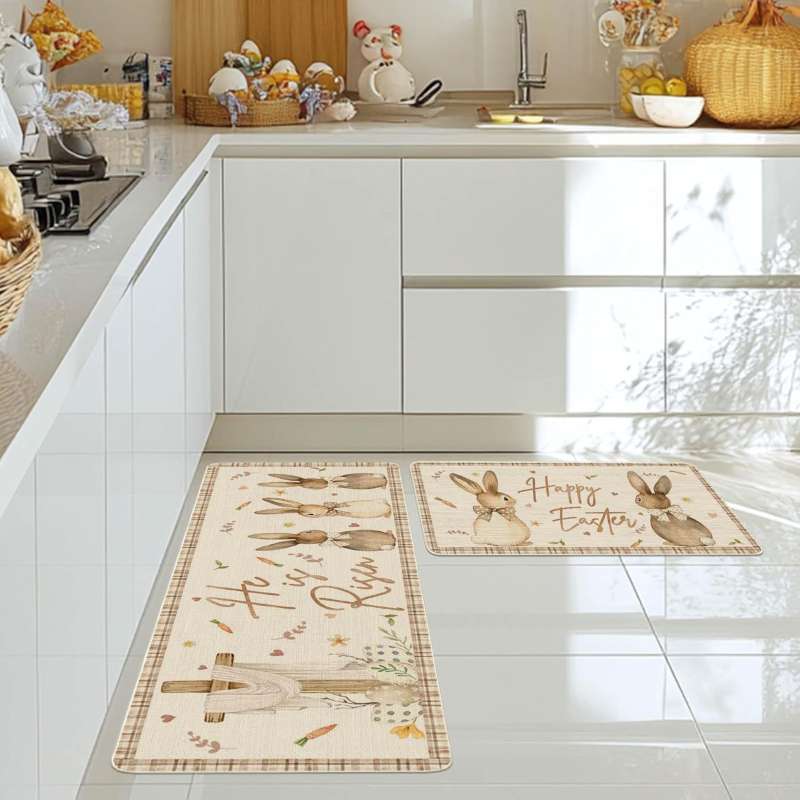 Konyha- és előszoba padlótakaró készlet – téglalap alakú, poliészter, cartoon print, mosható