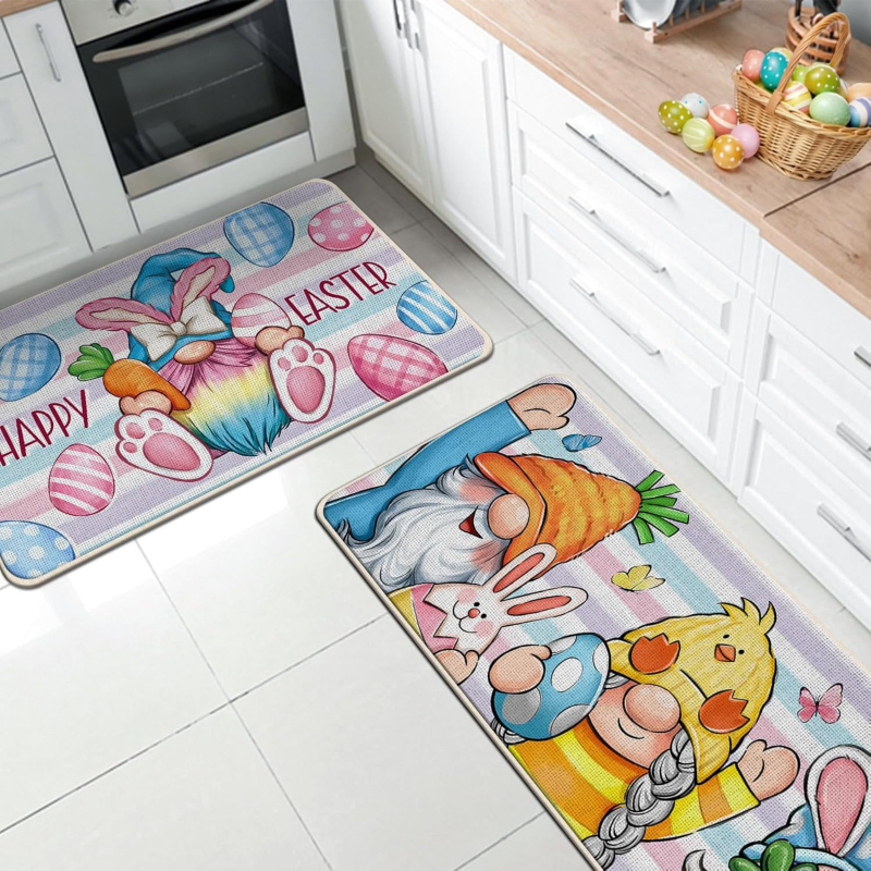 Konyha- és előszoba padlótakaró készlet – téglalap alakú, poliészter, cartoon print, mosható