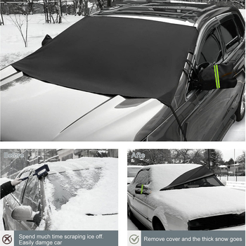 Acoperire de zăpadă pentru mașină din țesătură Oxford cu strat PVC; personalizabil; design îngroșat; instalare prin sistem Card-in; potrivire universală