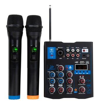 Mixer cu 4 canale, microfon wireless, interfață de sunet USB, înregistrare, Bluetooth