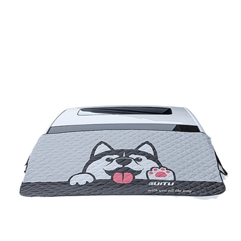 Acoperire universală pentru parbrizul frontal, protecție împotriva zăpezii și agerii – compozit din folie de aluminiu + PE + bumbac țesut, model desen animat, montaj încorporat