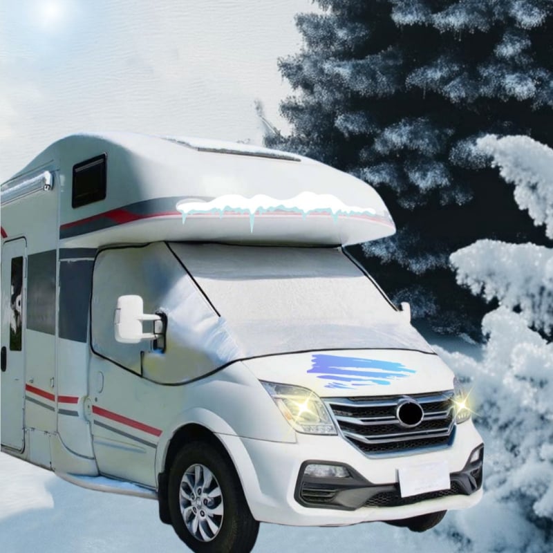Dvostruko slojevito debelo zaštitno pokrivalo za prednje staklo RV Fiat Boxera – snježna zaštita