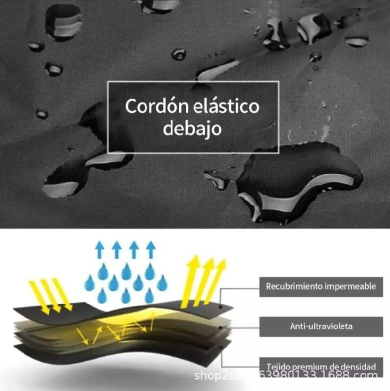 Motorkerékpárvédő - esőálló és UV-védelmet nyújtó, selyem-poliészter anyagú, beépített lopás elleni csattal