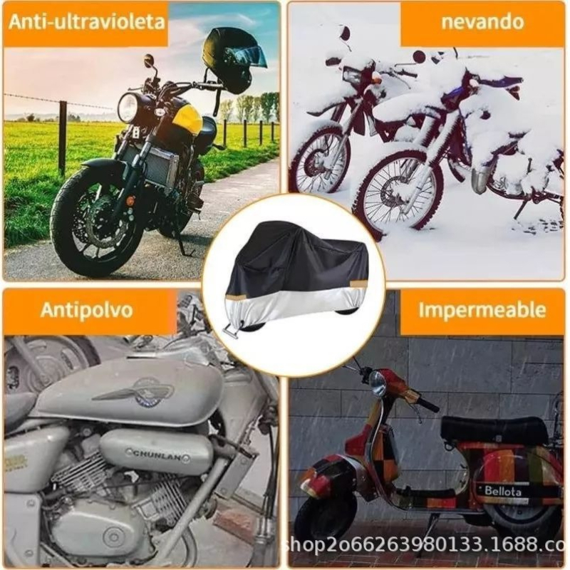 Motorkerékpárvédő - esőálló és UV-védelmet nyújtó, selyem-poliészter anyagú, beépített lopás elleni csattal