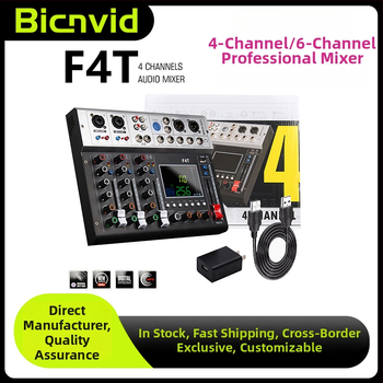 Profesionálny mixážny pult 4- alebo 6-kanálový s DSP reverberáciou, Bluetooth, USB prehrávanie a nahrávanie pre scénické výkony a domáce karaoke