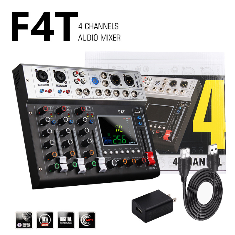 Mixer audio profesional cu 4- sau 6 canale, cu reverber DSP, Bluetooth, redare USB și înregistrare, pentru reprezentații live și karaoke acasă