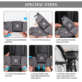 Kuka na pás pre fotoaparát – hliníková zliatina, Jing Shengda, JMSD1, nosnosť 20 kg, kompatibilná s foto taškami a popruhmi