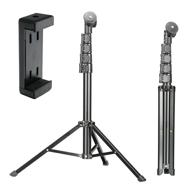 Τηλεσκοπικό τρίποδο για κινητό τηλέφωνο και ζωντανή μετάδοση, selfie δυνατότητα; Υλικό: αλουμινένιο κράμα, ABS; 5 τμήματα; Μέγιστο φορτίο 3 kg; Διαμέτρων σωλήνα 25-22-19-16-13 mm