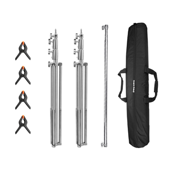 Σταντ φόντου φωτογραφίας από ανοξείδωτο ατσάλι, φόρτος 8 kg, 3-τμηματική τηλεσκοπική ράγα, διαμέτρους σωλήνων 35/30/25 mm, βάρος 7 kg