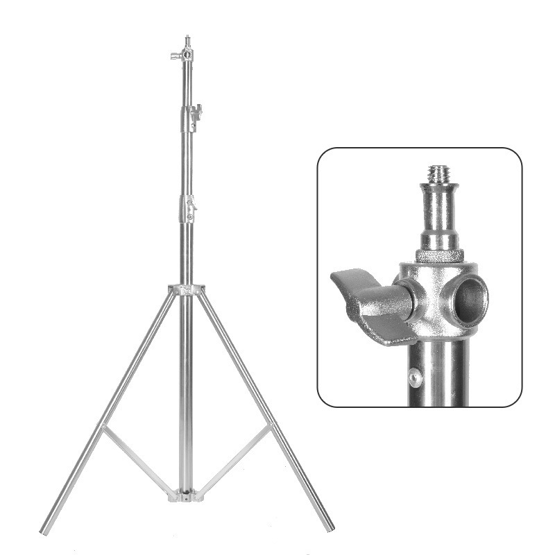 Τρίποδο για ζωντανή μετάδοση – Σταθερή βάση φωτισμού στούντιο από ανοξείδωτο ατσάλι (2,8 μ. ύψος; 20 kg φόρτο; 3 τμήματα; 25/30/35 mm διάμετρος σωλήνα)