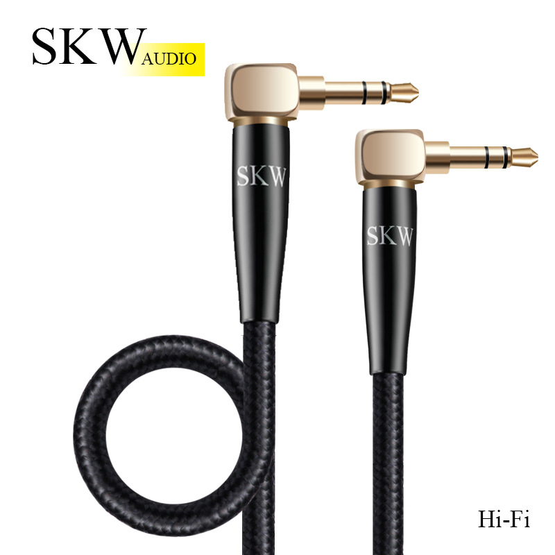 Skw cablu audio AUX din cupru monocristalin 6N, conectori placati cu aur de 3,5 mm, pentru laptop și dispozitive mobile