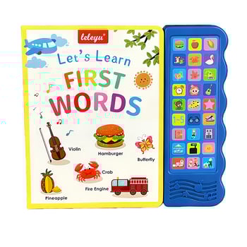 Leleyu Книга със звуци на животни с бутони — рано образование: музика и глас, сензорно докосване, хартия, за деца 0–3 години