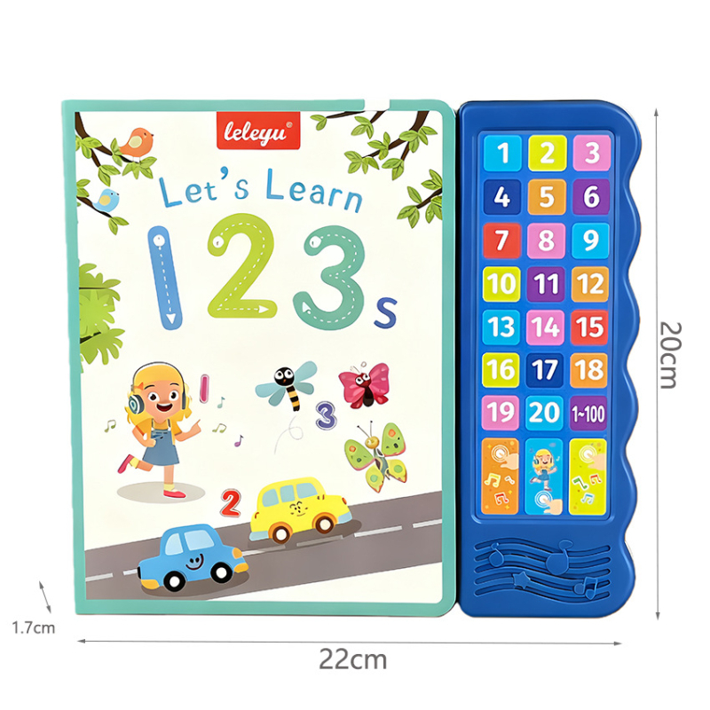 Leleyu Книга със звуци на животни с бутони — рано образование: музика и глас, сензорно докосване, хартия, за деца 0–3 години