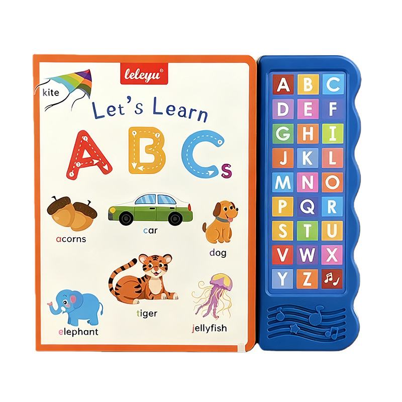 Leleyu Книга със звуци на животни с бутони — рано образование: музика и глас, сензорно докосване, хартия, за деца 0–3 години