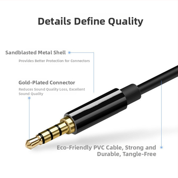 Audio kabel 3,5 mm 1-na-2 za slušalice na mobitelu i adapter mikrofona na laptopu, universalni tip; zlatno-platinirani vodiči; jezgro tiniranog bakra; bakar bez kisika; ROHS certificirano