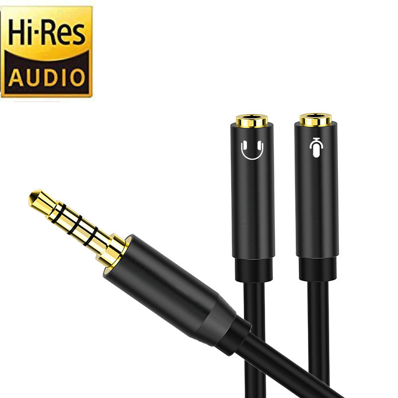 Audio kabel 3,5 mm 1-na-2 za slušalice na mobitelu i adapter mikrofona na laptopu, universalni tip; zlatno-platinirani vodiči; jezgro tiniranog bakra; bakar bez kisika; ROHS certificirano