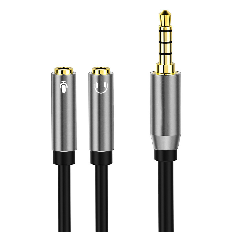 Audio kabel 3,5 mm 1-na-2 za slušalice na mobitelu i adapter mikrofona na laptopu, universalni tip; zlatno-platinirani vodiči; jezgro tiniranog bakra; bakar bez kisika; ROHS certificirano