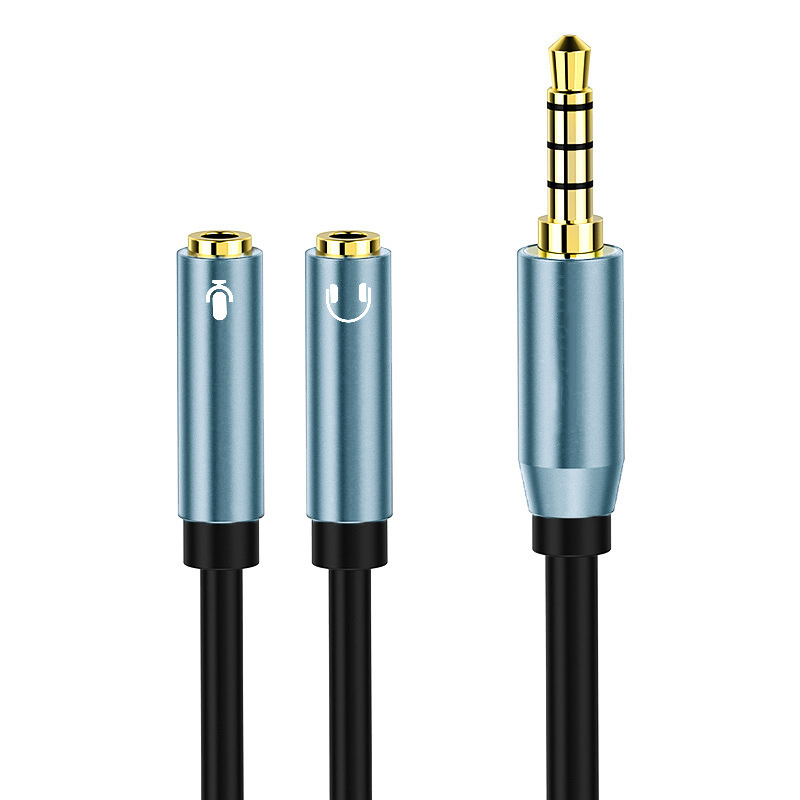 Audio kabel 3,5 mm 1-na-2 za slušalice na mobitelu i adapter mikrofona na laptopu, universalni tip; zlatno-platinirani vodiči; jezgro tiniranog bakra; bakar bez kisika; ROHS certificirano