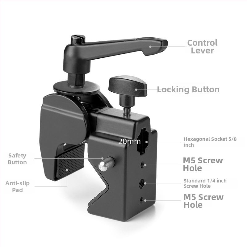 Hawkbill Clamp – accesoriu de extindere, aliaj de aluminiu, fixare tip C, braț multifuncțional, greutate 470 g