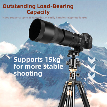 Ľahký statív s centrálnou osou a horizontálnym dizajnom pre mobilné telefóny a DSLR, 4 sekcie, hliníková zliatina, guľová hlava, rýchloupínacia platňa, nosnosť 6–10 kg