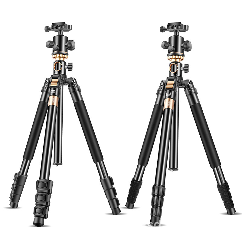 Tripod Q999HE/Q999HR cu ax central orizontal pentru telefoane mobile și DSLR, 4 secțiuni, aliaj de aluminiu, cap cu bilă, placă de eliberare rapidă, sarcină 6–10 kg