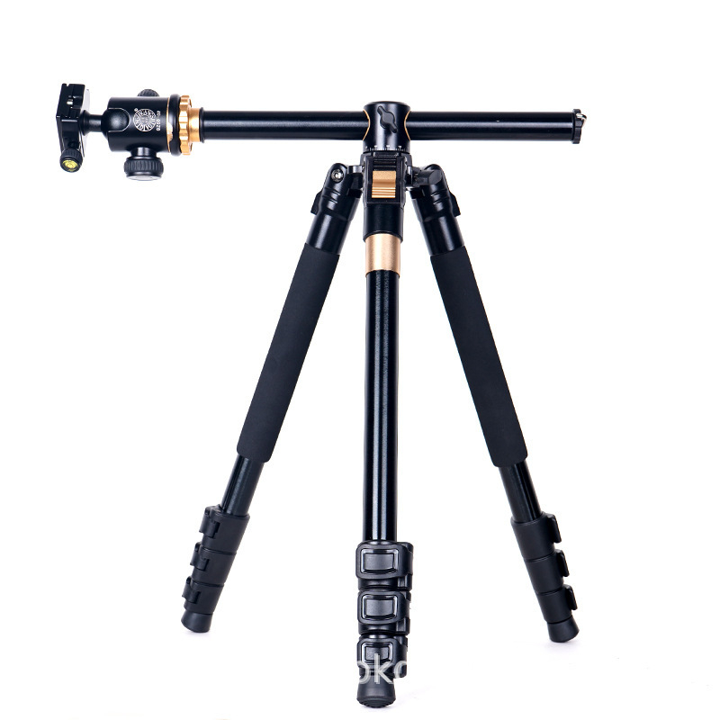 Tripod Q999HE/Q999HR cu ax central orizontal pentru telefoane mobile și DSLR, 4 secțiuni, aliaj de aluminiu, cap cu bilă, placă de eliberare rapidă, sarcină 6–10 kg