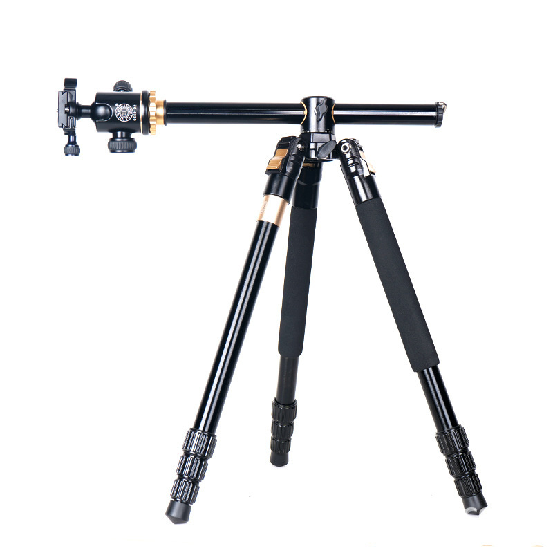 Tripod Q999HE/Q999HR cu ax central orizontal pentru telefoane mobile și DSLR, 4 secțiuni, aliaj de aluminiu, cap cu bilă, placă de eliberare rapidă, sarcină 6–10 kg