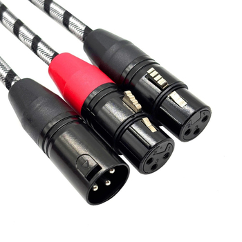 XLR audio kabel adapter: 1 na 2, muški na dva ženska, jezgro od bakra bez oksidacije, zlatno obloženi kontakti, RoHS