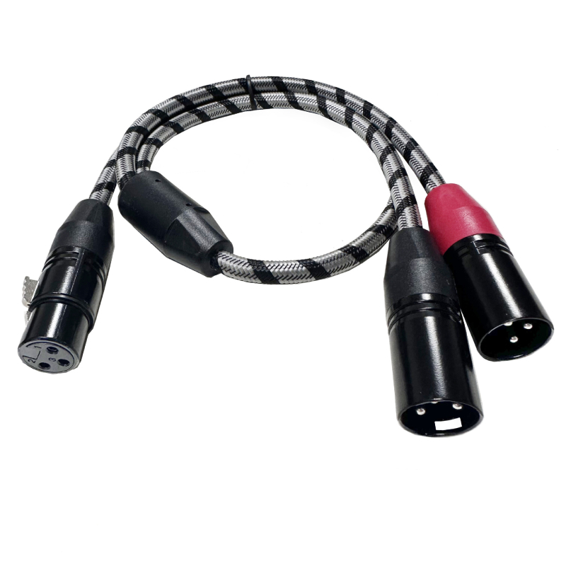 XLR audio kabel adapter: 1 na 2, muški na dva ženska, jezgro od bakra bez oksidacije, zlatno obloženi kontakti, RoHS