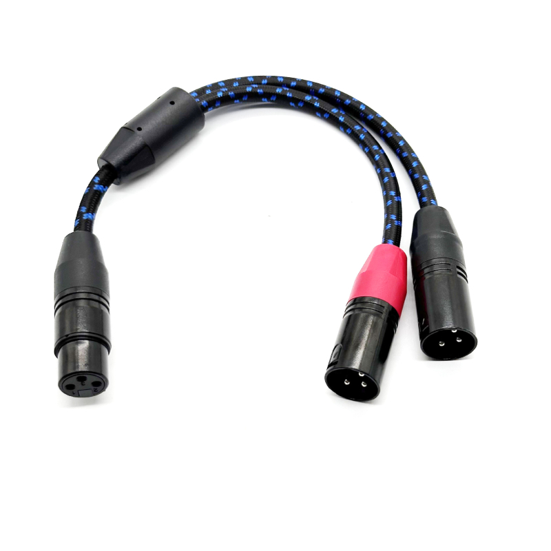 XLR audio kabel adapter: 1 na 2, muški na dva ženska, jezgro od bakra bez oksidacije, zlatno obloženi kontakti, RoHS