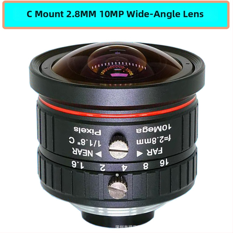 C-mount širokouhlý objektív 2,8 mm s pokrytím približne 170°, ručné ostrenie, 10 MP