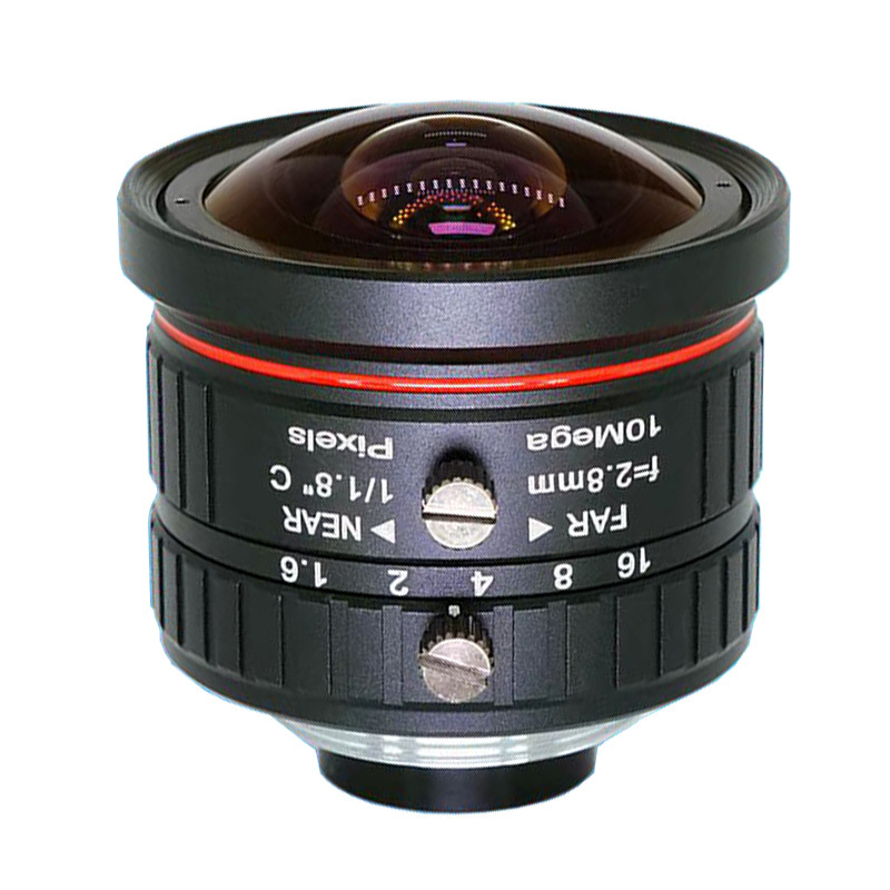 C-мount широкоъгълен обектив 2.8 мм с около 170° обхват, ръчно фокусиране, 10 MP